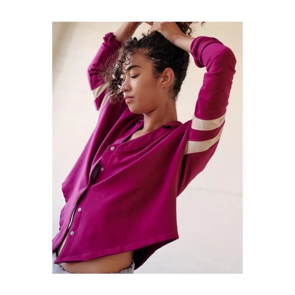 Free People Sweaters - Free People Movement | NWT Aubergine Combo Quinn Snap Button Layered Jacket M